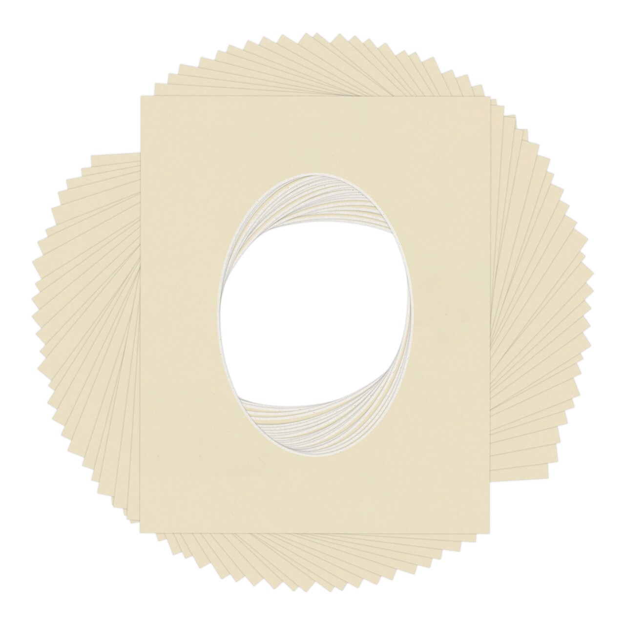 Plume Beige Mat Board for 8x10 Frames - Oval Opening for 5x7 Photos